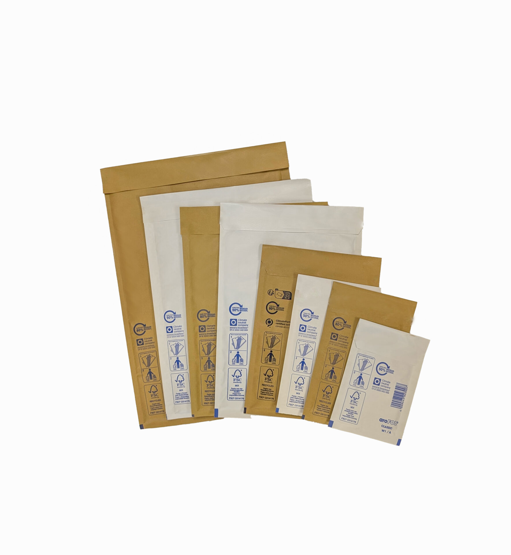 Box of 100 x Arofol Bubble Envelopes – 150mm x 215mm – Size 3